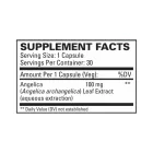Supplement facts for euromedica bladder manager. Serving size 1 capsule, 30 servings per container. 100 mg angelica per serving.