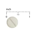 Tablet of euromedica clinical glutathione 60 slow melt tablets showing it is about a 1/2 inch on a white background