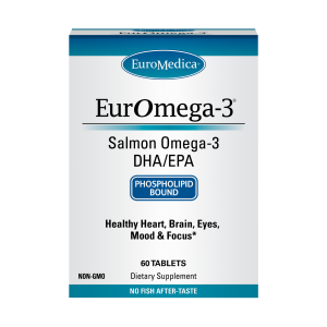Box of euromedica euromega-3, omega-3 from salmon both dha and epa.