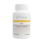 Bottle of integrative therapeutics nac (n-acetyl l-cysteine) supplement 60 capsules on a white background