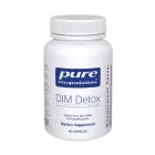 Bottle of pure encapsulations dim detox supplement 60 capsules on a white background