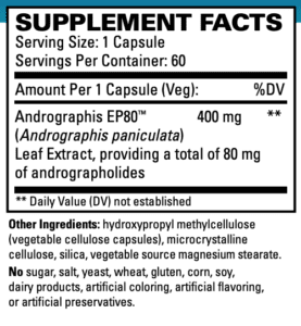 Andrographis ep80 extra strength supplement facts 1
