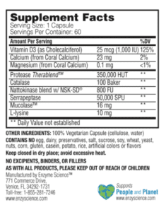 Enzyme defense pro supplement facts