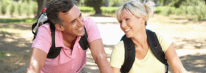 Couple riding bikes