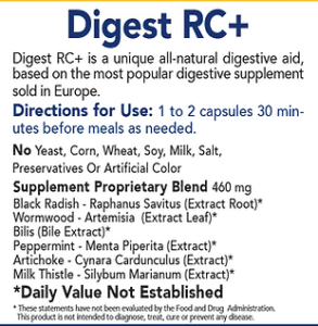 Digest RC+ Supplement Facts