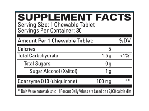 EuroMedica Chewable CoQ10 100 mg Supplement Facts