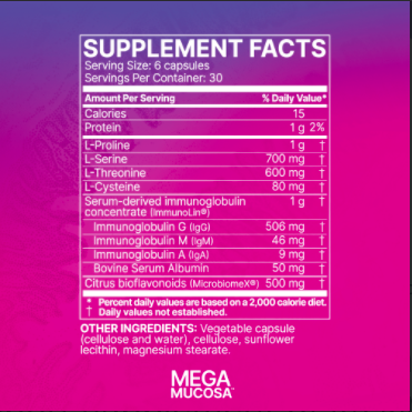 MegaMucosa Capsules Supplement Facts