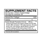 Supplement facts for euromedica sinutal extra strength supplement. 1 softgel contains 325mg of double strength proprietary formula. 30 servings.