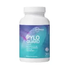 Bottle of microbiome labs pyloguard postbiotic supplement to support reducing h pylori levels on a white background