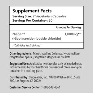 Tru Niagen Pro 1000 mg Supplement Facts