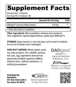 Histamine digest puremax dao supplement facts