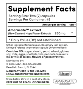 Calocurb Amarasate Appetite Control Supplement Facts