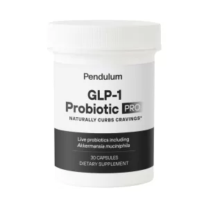 Bottle of pendulum glp-1 probiotic pro on a white background
