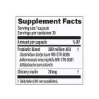 Supplement facts label for pendulum glp-1 probiotic pro with a probiotic blend of 500 million afu including clostridium, akkermansia, and bifidobacerum as well as 211mg of chicory inulin.