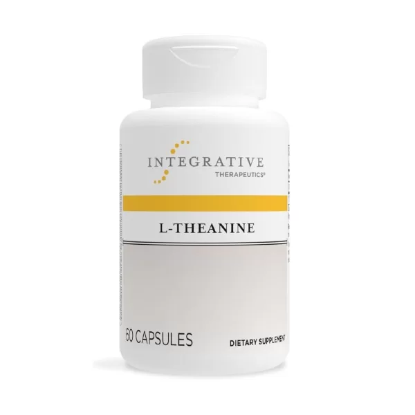 Bottle of Integrative Therapeutices L-Theanine 60 capsules on a white background