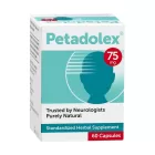 Box of petadolex 75 mg butterbur supplement 60 capsules on a white background