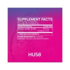 Supplement facts label for microbiome labs hu58 probiotic on a white background