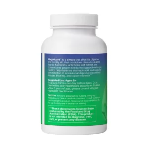 Back of bottle of microbiome labs mega guard supplement on a white background