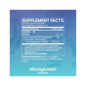Supplement facts label for microbiome labs mega igg2000 capsules