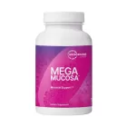 Bottle of microbiome labs mega mucosa capsules mucosal support supplement on a white background