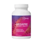 Bottle of microbiome labs megapre capsules precision prebiotic supplement on a white background
