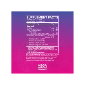 Supplement facts label for microbiome labs megasporebiotic gummies for kids