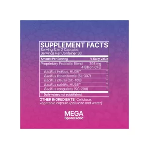 Supplement facts label for microbiome labs megasporebiotic