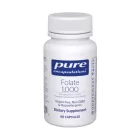 Bottle of pure encapsulations folate 1000 supplement on a white background