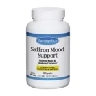 Euromedica saffron mood support supplement bottle on a white background, featuring clinically tested curcumin and saffron.